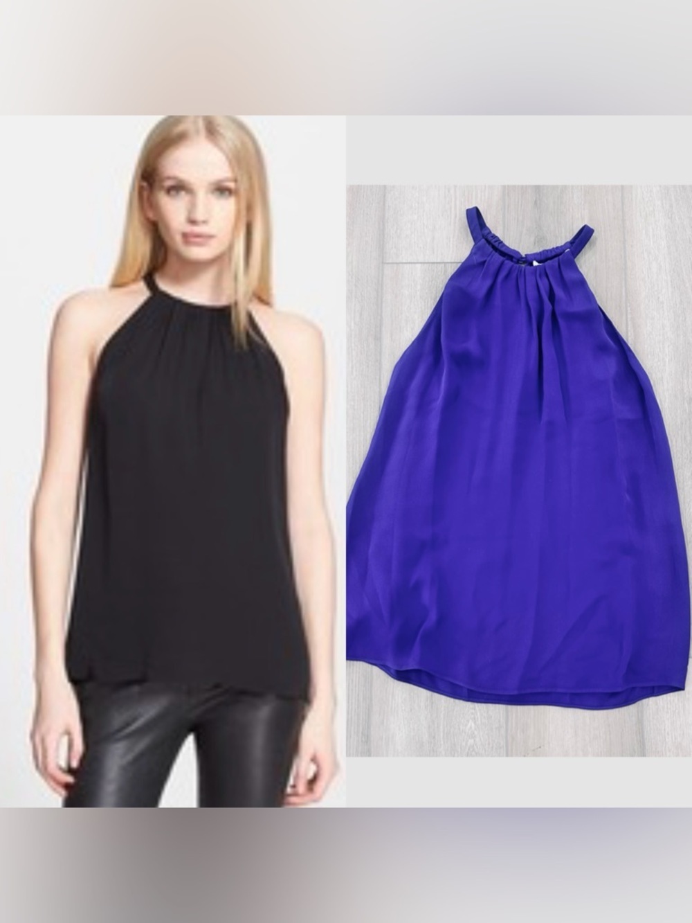 Diane Von Furstenberg DVF pania sleeveless halter silk blouse purple medium